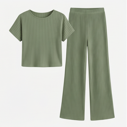 Soft Ribbed Wide-Leg Set — View 10 | Clova
