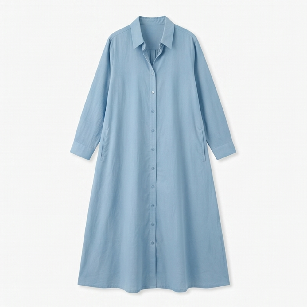 Effortless Maxi Shirt Dress with Pockets — View 13 | Clova