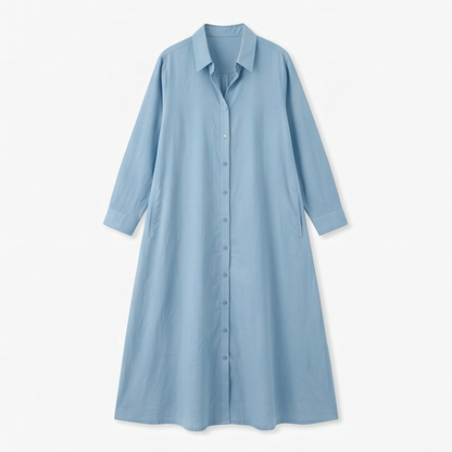 Effortless Maxi Shirt Dress with Pockets — View 13 | Clova