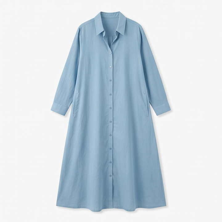 Effortless Maxi Shirt Dress with Pockets — View 13 | Clova