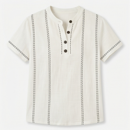 Stitched Henley Top — View 11 | Clova