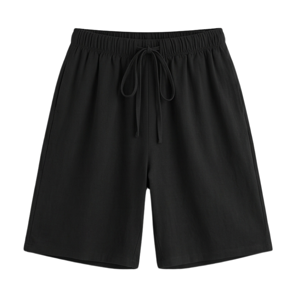 Wide-Leg Drawstring Shorts with Smocked Waist — View 16 | Clova