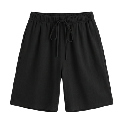 Wide-Leg Drawstring Shorts with Smocked Waist — View 16 | Clova