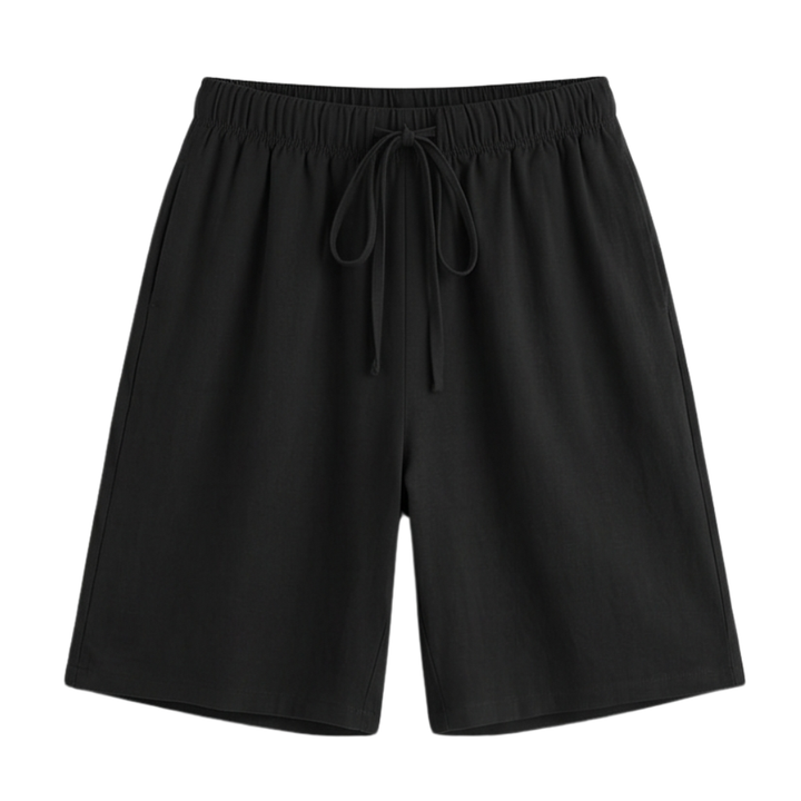 Wide-Leg Drawstring Shorts with Smocked Waist — View 16 | Clova