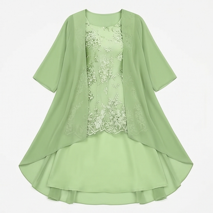 Elegant Lace and Chiffon Dress Set — View 12 | Clova