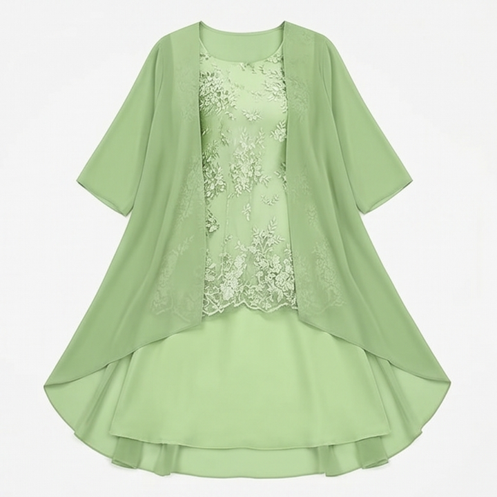 Elegant Lace and Chiffon Dress Set — View 12 | Clova