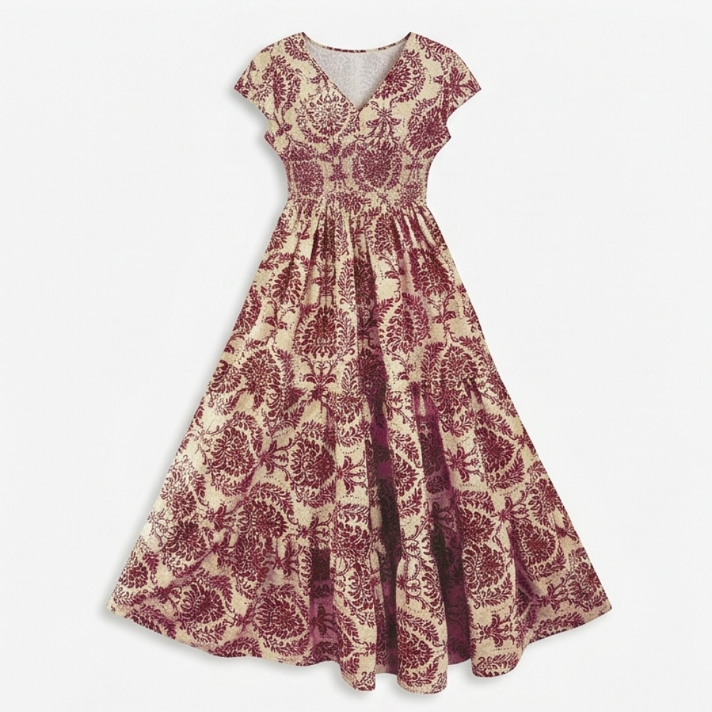 Smocked Floral Maxi Dress — View 13 | Clova