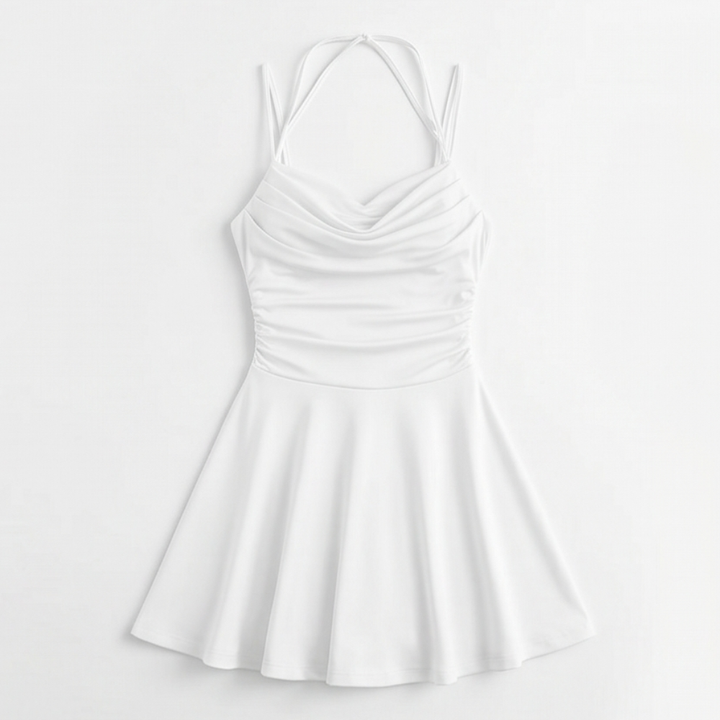 Ruched A-Line Mini Dress for Events — View 13 | Clova
