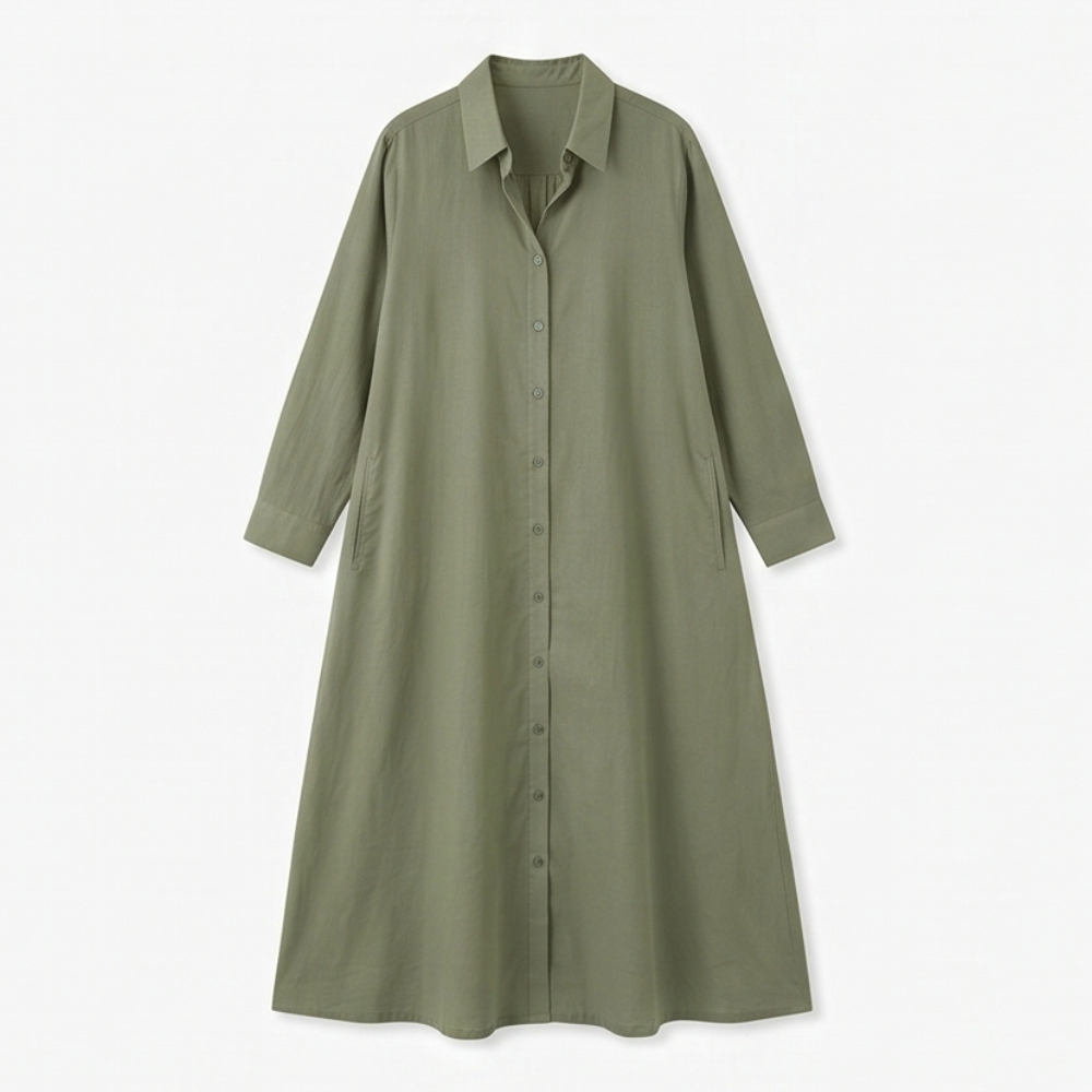 Effortless Maxi Shirt Dress with Pockets — View 11 | Clova