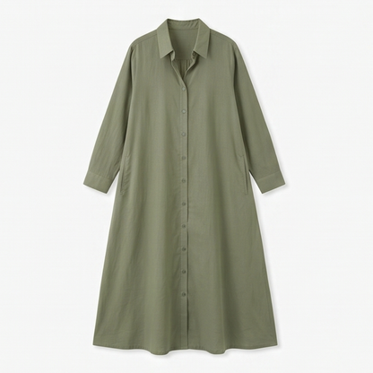 Effortless Maxi Shirt Dress with Pockets — View 11 | Clova