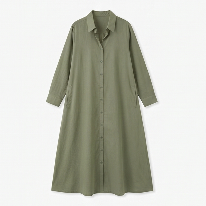 Effortless Maxi Shirt Dress with Pockets — View 11 | Clova
