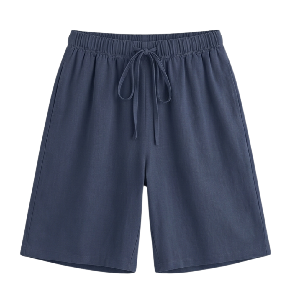 Wide-Leg Drawstring Shorts with Smocked Waist — View 17 | Clova