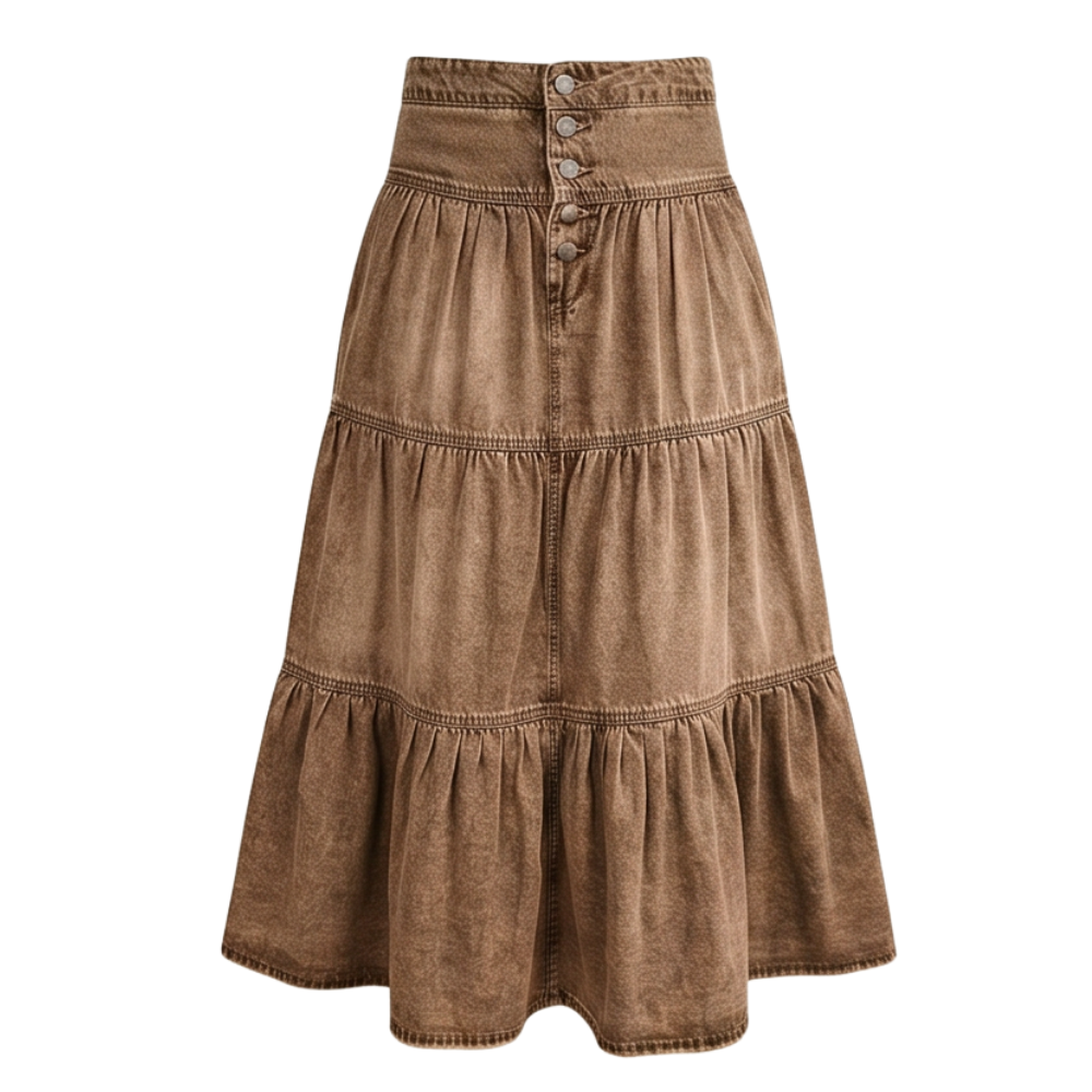 Soft Button-Front Maxi Skirt — View 13 | Clova