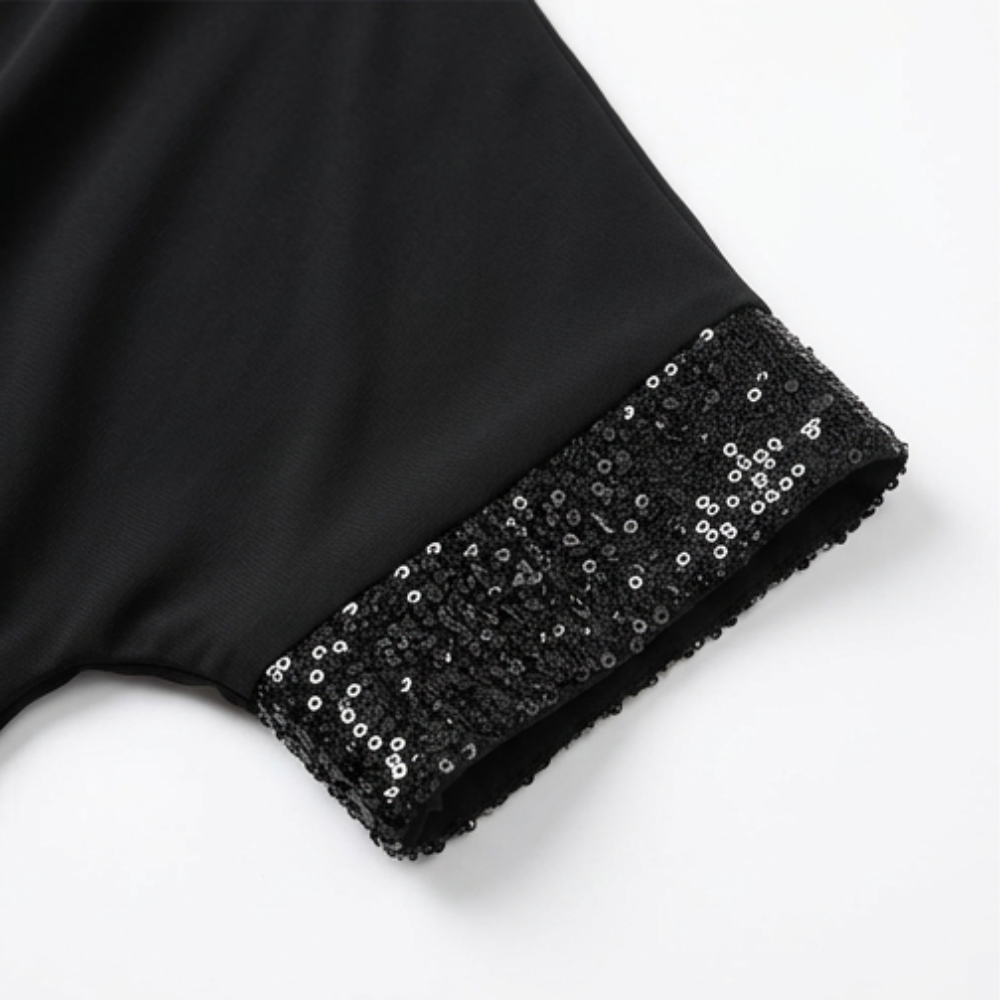 Sequin Trim Layered Chiffon Top — View 7 | Clova