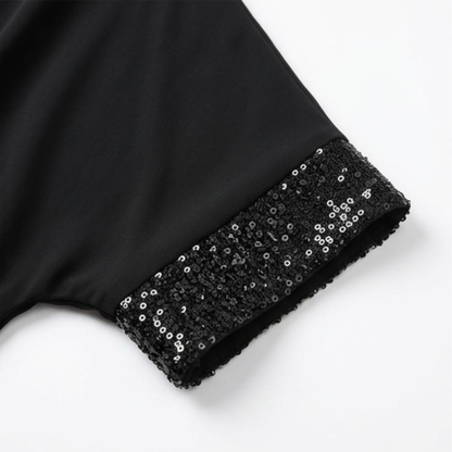 Sequin Trim Layered Chiffon Top — View 7 | Clova