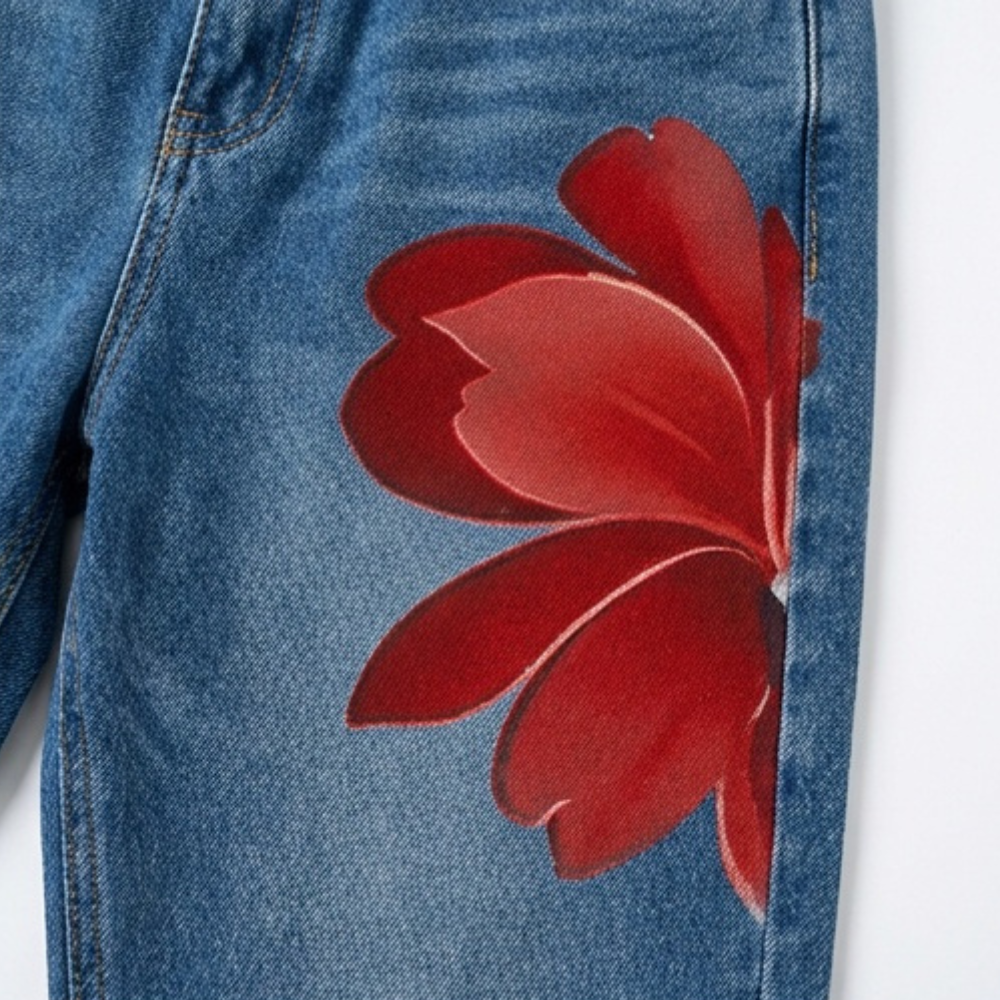 Bold Floral Wide Leg Jeans — View 8 | Clova