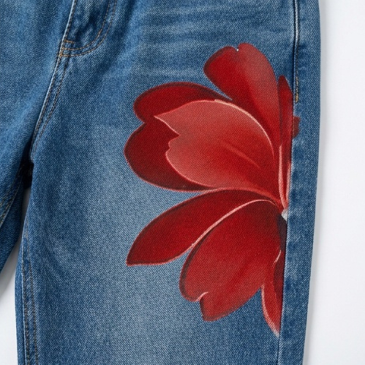 Bold Floral Wide Leg Jeans — View 8 | Clova