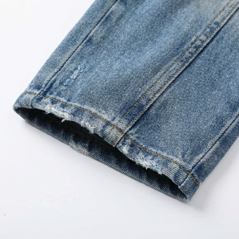 Button-Front Tapered Denim Overalls — View 9 | Clova