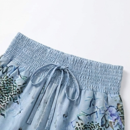 Boho Floral Wide-Leg Pants with Split Front — View 7 | Clova