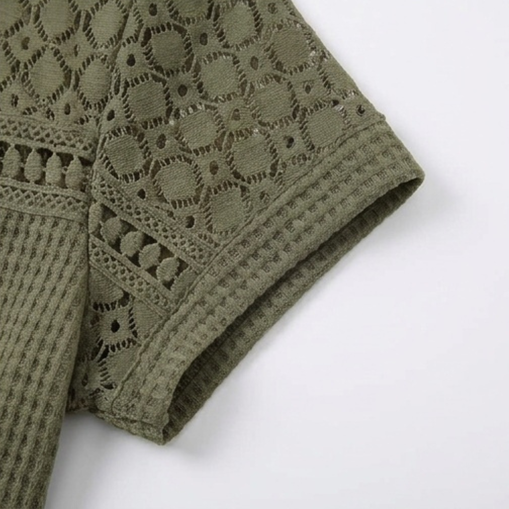 Breezy Open-Weave Knit Top — View 9 | Clova