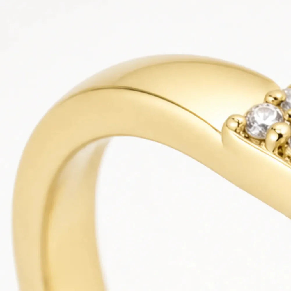 Mobius Cross Ring with Pavé Stones, Gold or Silver