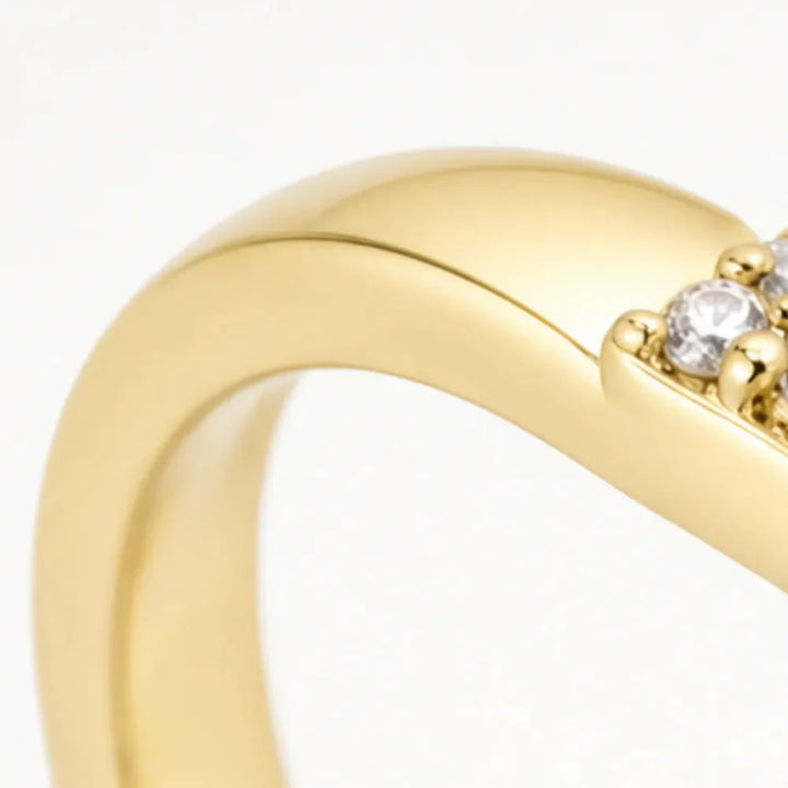 Mobius Cross Ring with Pavé Stones, Gold or Silver