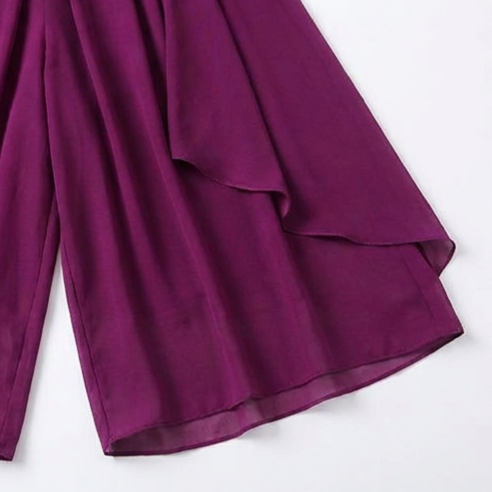 High-Waist Culottes with Skirt Drape — View 15 | Clova