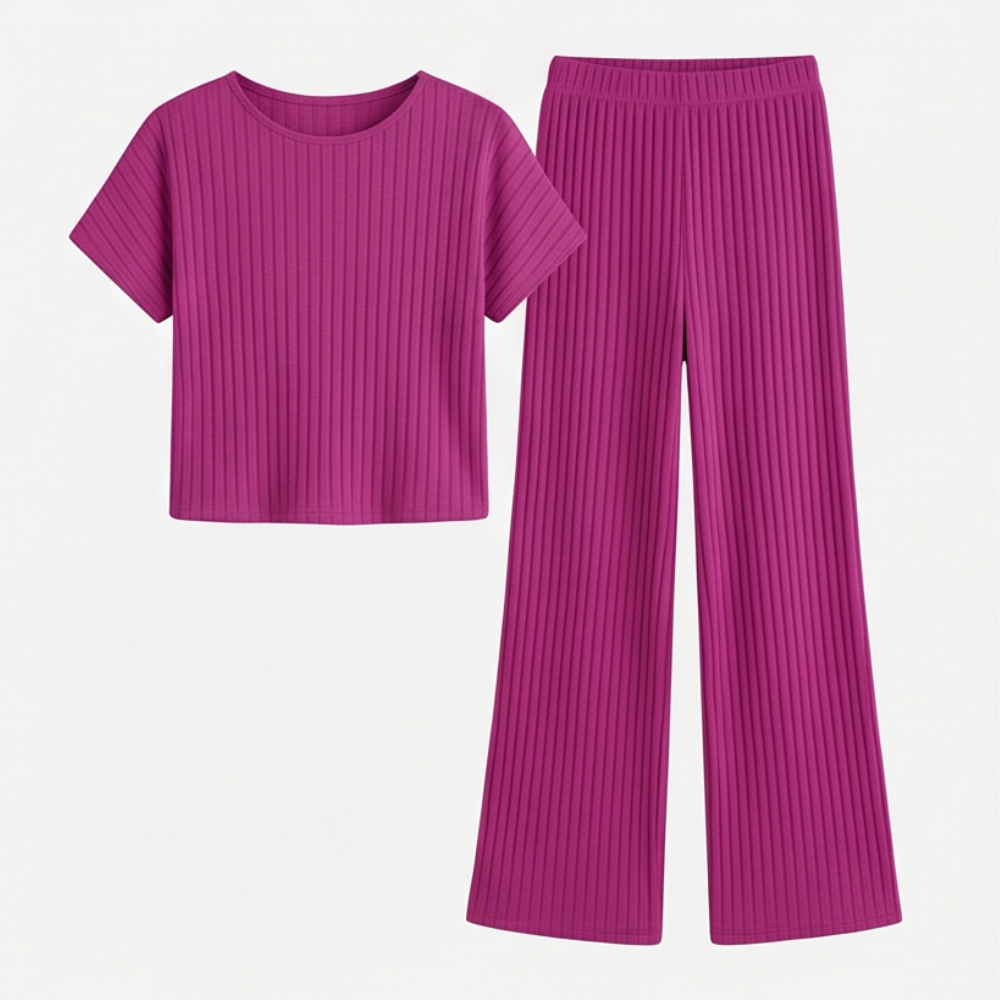 Soft Ribbed Wide-Leg Set — View 11 | Clova