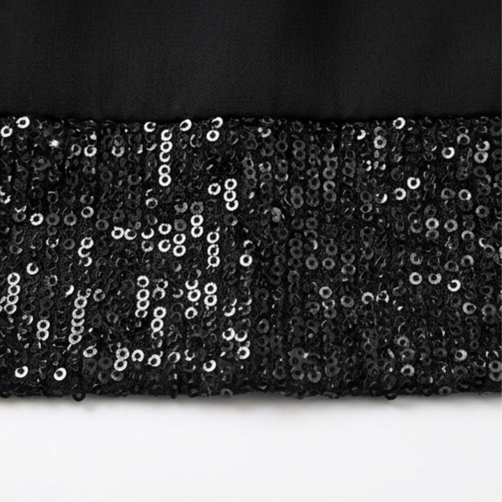 Sequin Trim Layered Chiffon Top — View 8 | Clova