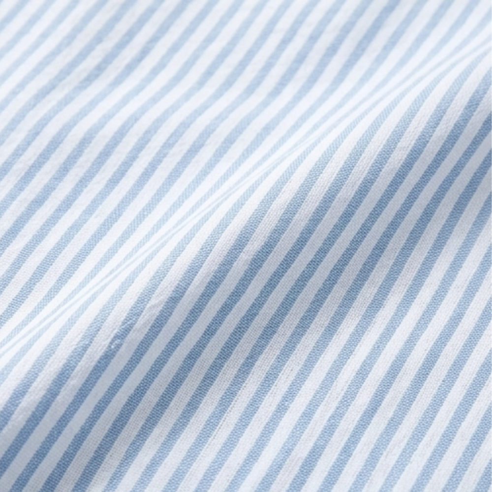 Striped Button-Placket Mini Dress with Pockets — View 7 | Clova