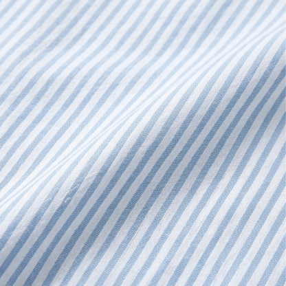 Striped Button-Placket Mini Dress with Pockets — View 7 | Clova