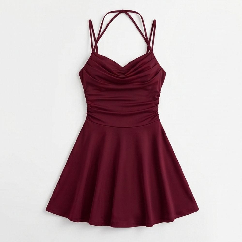 Ruched A-Line Mini Dress for Events — View 14 | Clova