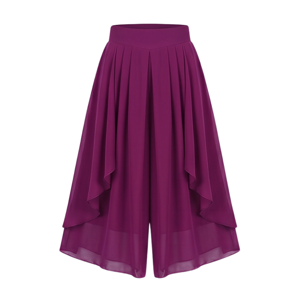 High-Waist Culottes with Skirt Drape — View 16 | Clova
