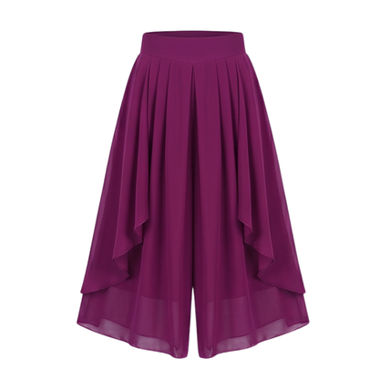 High-Waist Culottes with Skirt Drape — View 16 | Clova