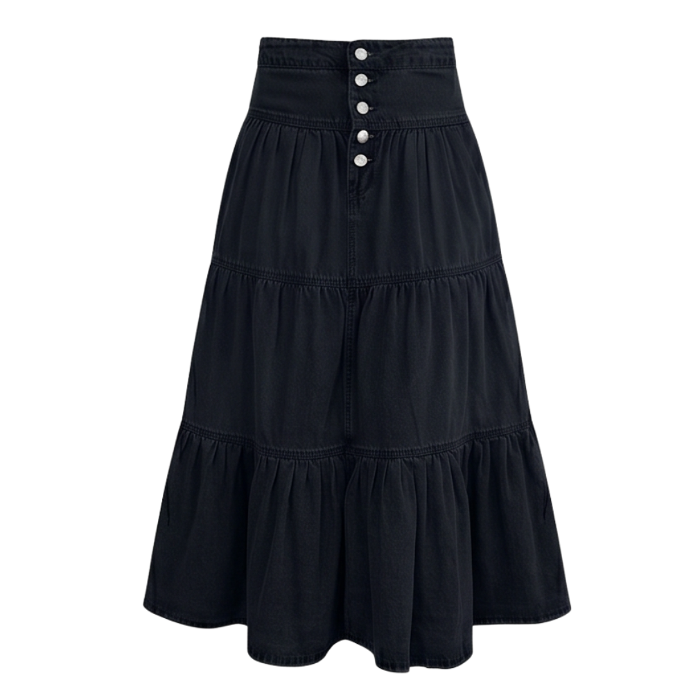 Soft Button-Front Maxi Skirt — View 14 | Clova