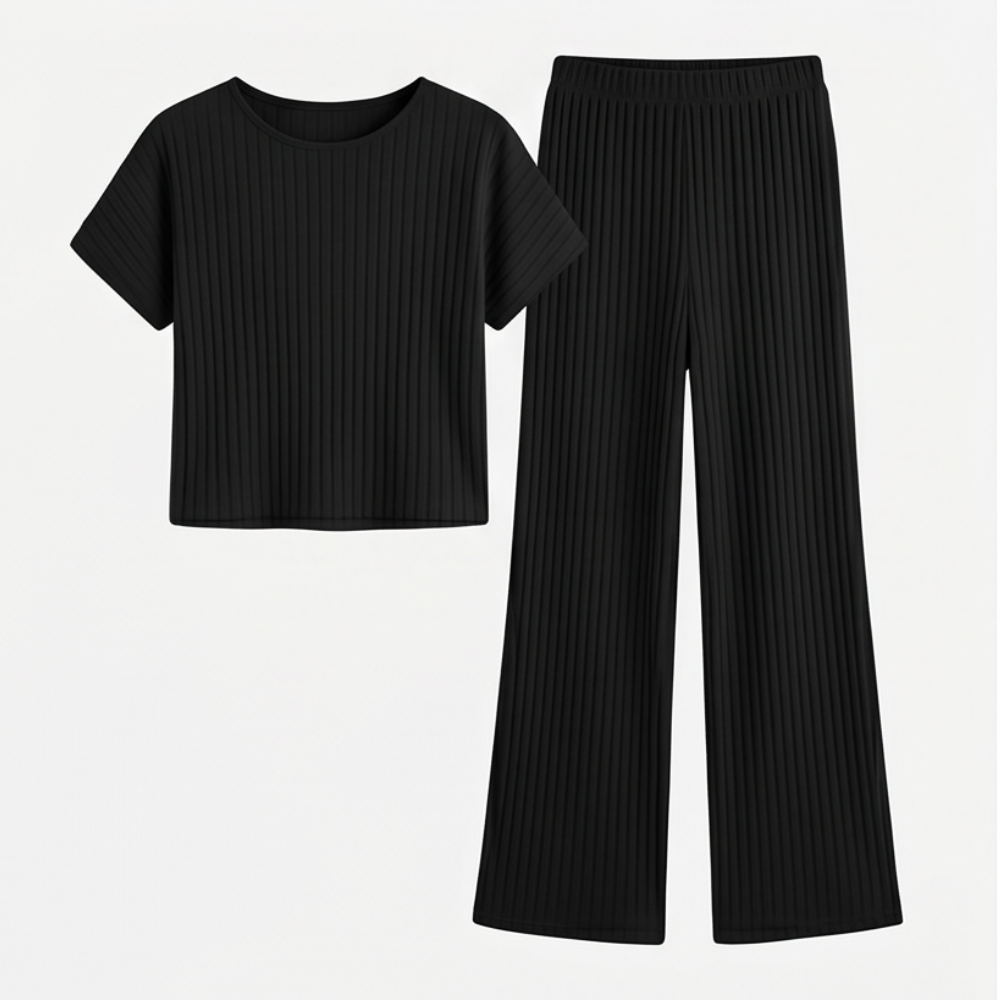 Soft Ribbed Wide-Leg Set — View 12 | Clova