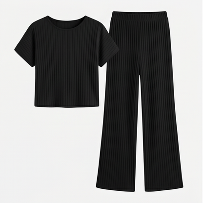 Soft Ribbed Wide-Leg Set — View 12 | Clova