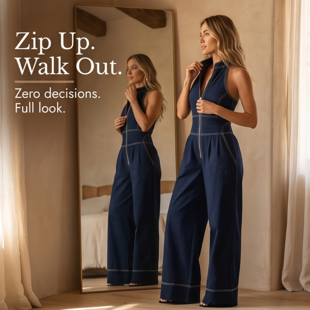 Sculpted Halter Jumpsuit — View 10 | Clova