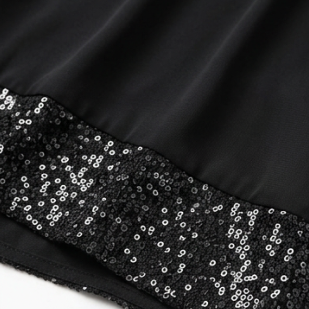 Sequin Trim Layered Chiffon Top — View 9 | Clova