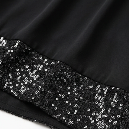 Sequin Trim Layered Chiffon Top — View 9 | Clova
