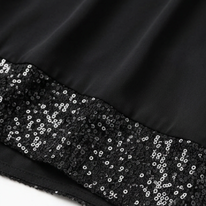 Sequin Trim Layered Chiffon Top — View 9 | Clova