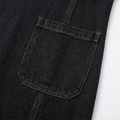 V-Neck Denim Dress with Pockets — View 9 | Clova