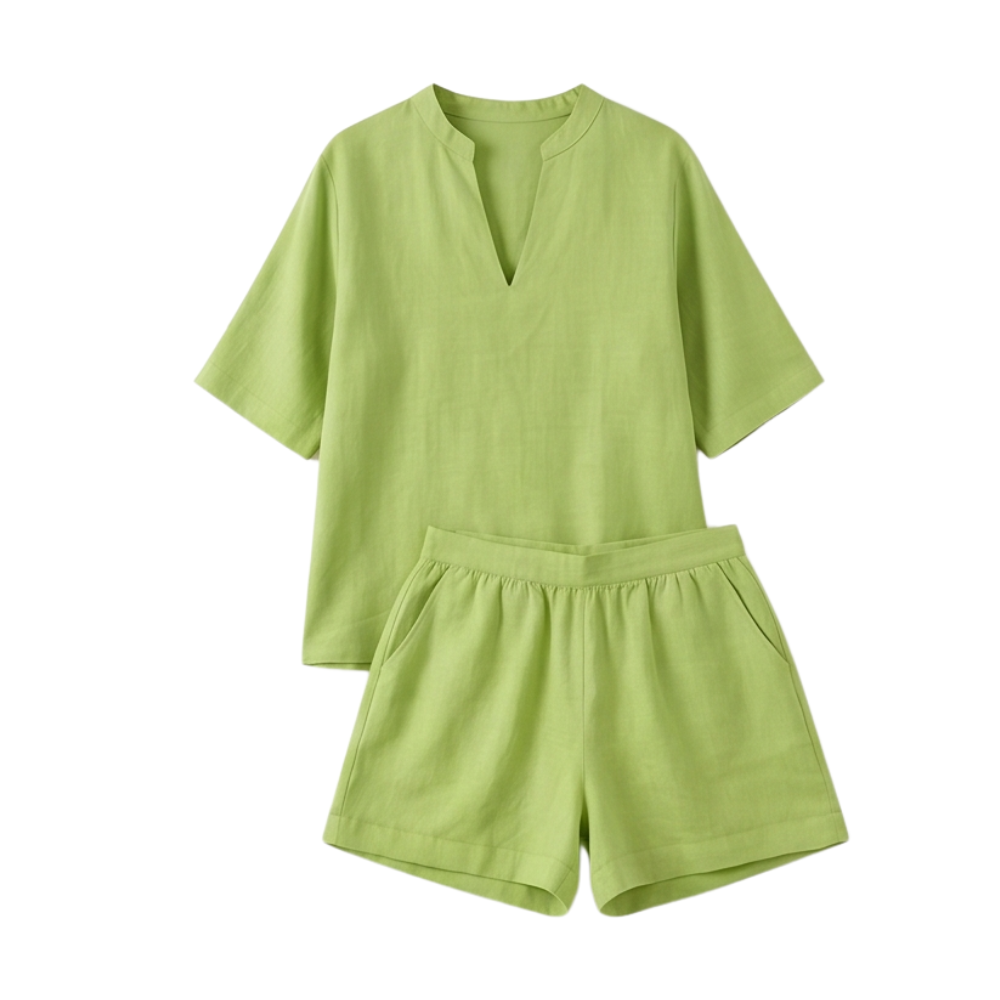 Breezy V-Neck Summer Set — View 13 | Clova