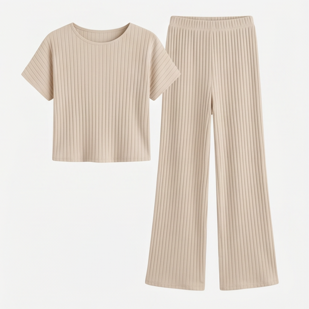 Soft Ribbed Wide-Leg Set — View 13 | Clova