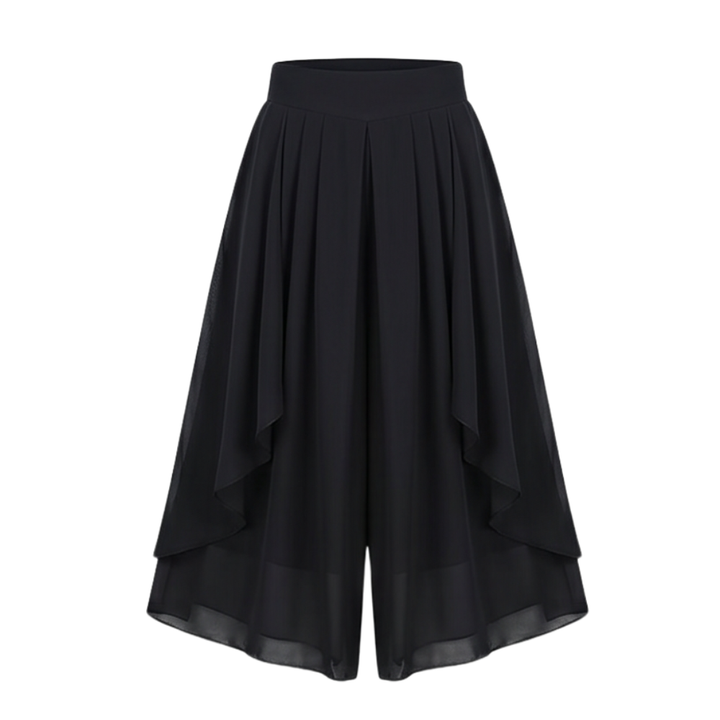 High-Waist Culottes with Skirt Drape — View 17 | Clova