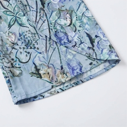 Boho Floral Wide-Leg Pants with Split Front — View 9 | Clova