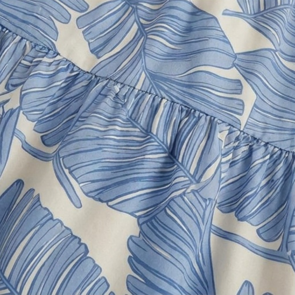 Palm-Print Strapless Maxi Dress — View 9 | Clova