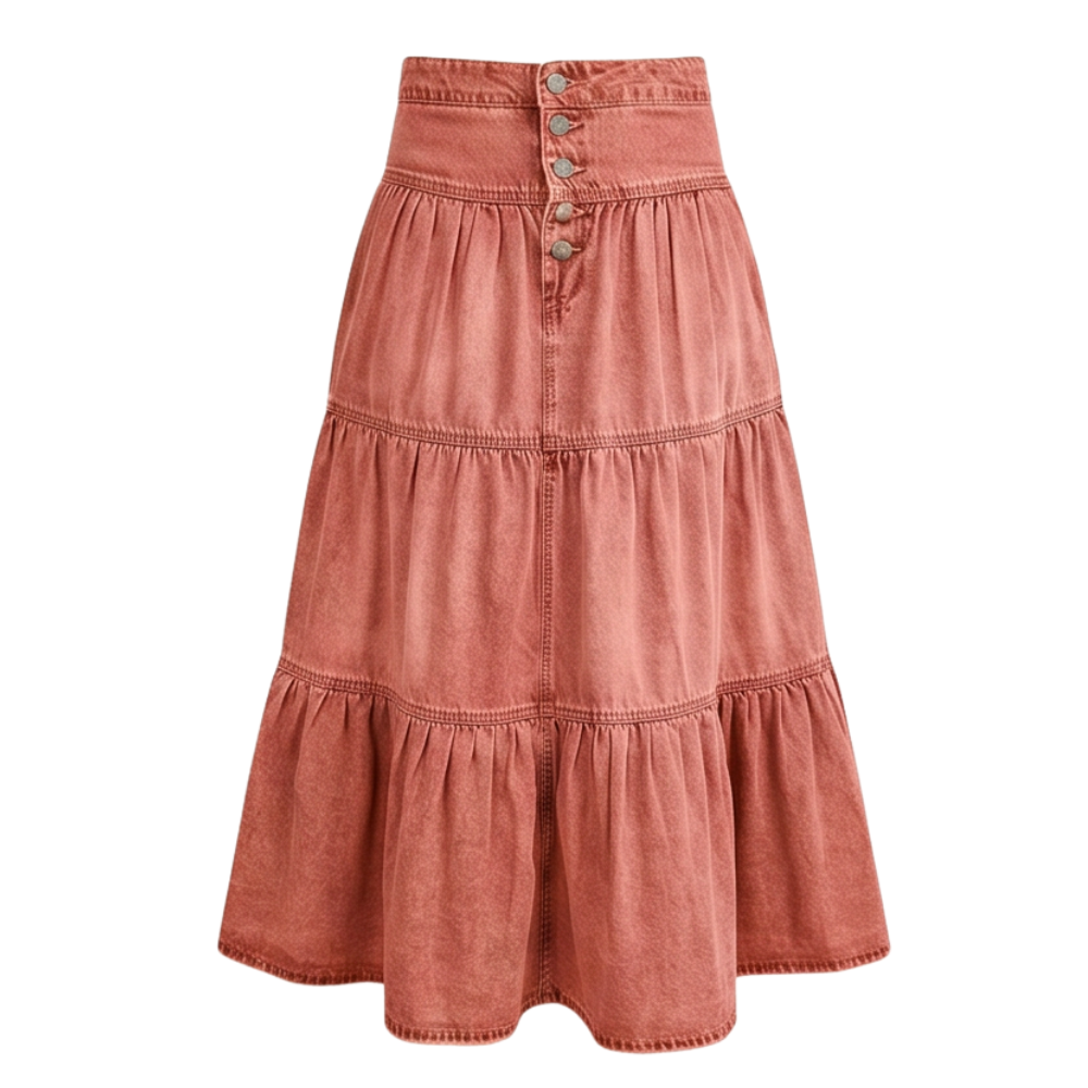 Soft Button-Front Maxi Skirt — View 15 | Clova