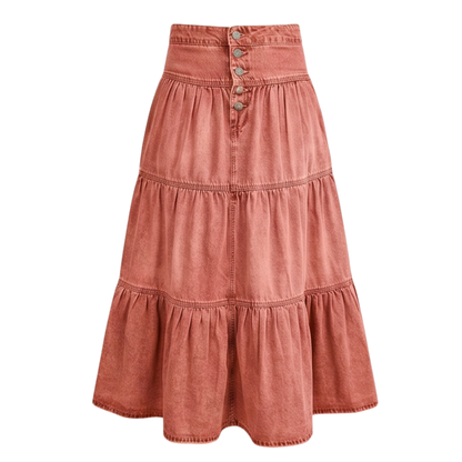 Soft Button-Front Maxi Skirt — View 15 | Clova