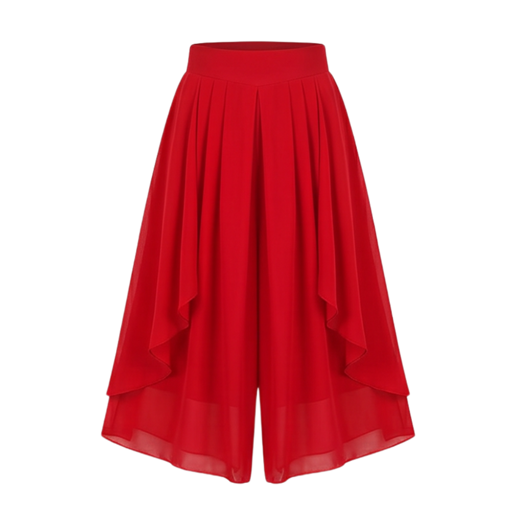 High-Waist Culottes with Skirt Drape — View 18 | Clova
